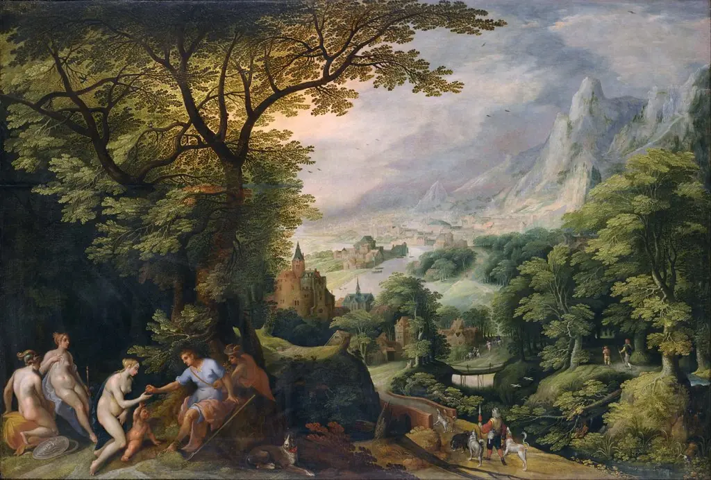 Landscape with the Judgement of Paris, by Gillis van Coninxloo, oil