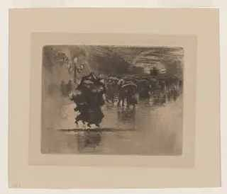 Le Petite Enterrement  (The Burial -- Small Plate), by Félix-Hilaire Buhot, ink, 1878