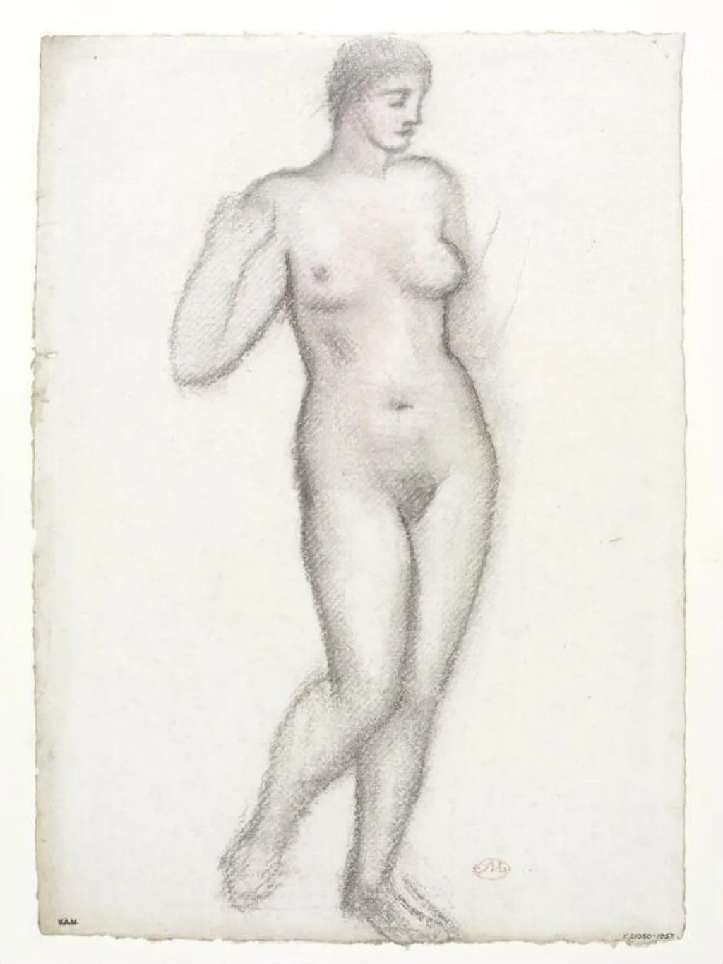 Standing nude, a study for sculpture, by Aristide Joseph Bonaventure Maillol, 1881