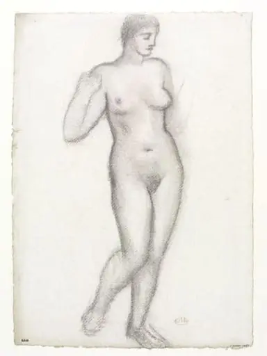 Standing nude, a study for sculpture, by Aristide Joseph Bonaventure Maillol, 1881