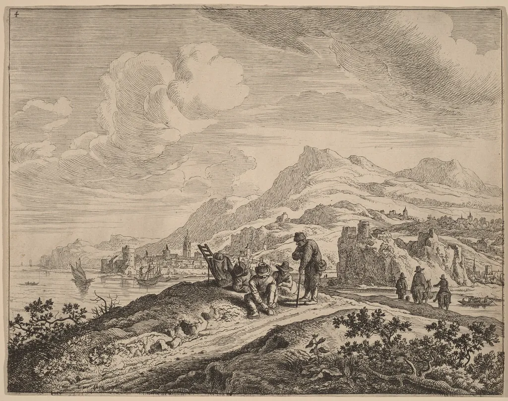 View of the River Rhine, by Jan van Aken, ink, 1638