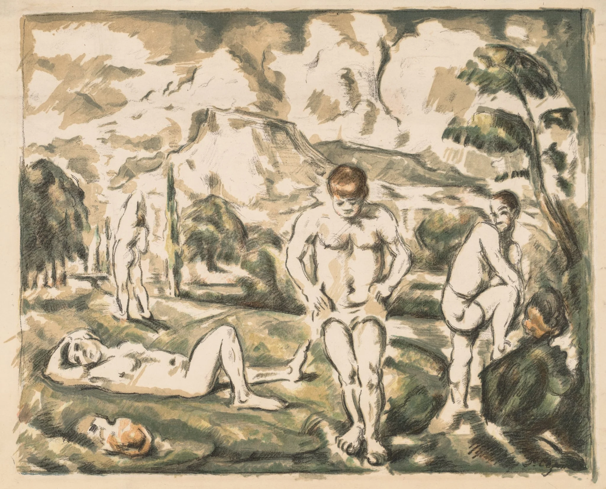 The Bathers (Large Plate), detail