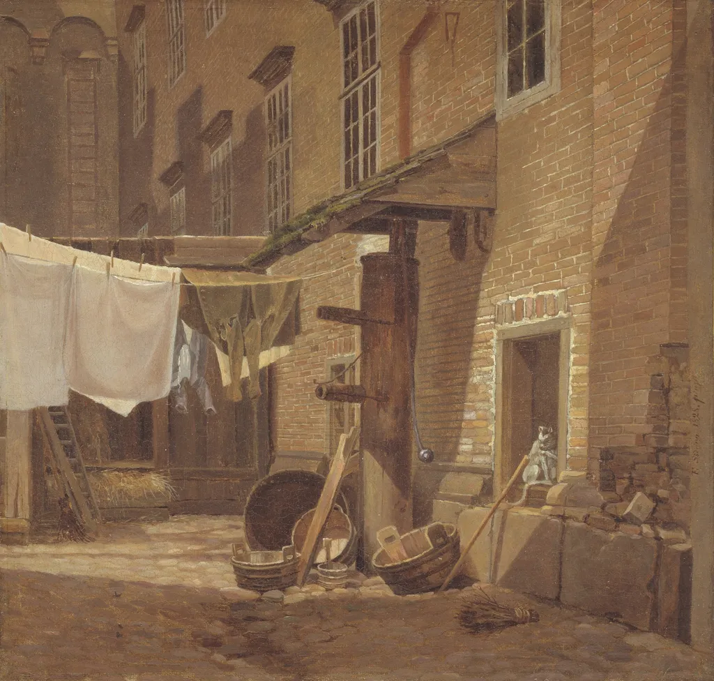 The Rear Courtyard of Charlottenborg Palace, by Frederik Sødring, oil, 1828