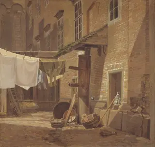 The Rear Courtyard of Charlottenborg Palace, by Frederik Sødring, oil, 1828