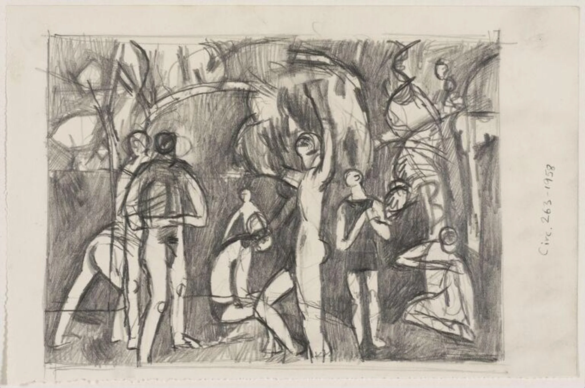 Landscape with figures, detail