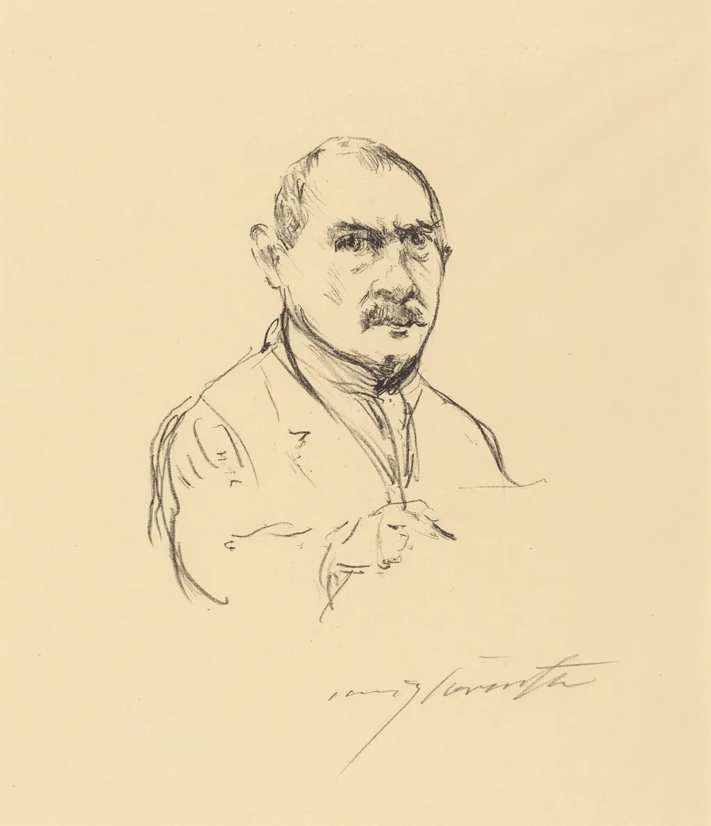 Selbstbildnis (Self-Portrait), by Lovis Corinth, ink, 1914