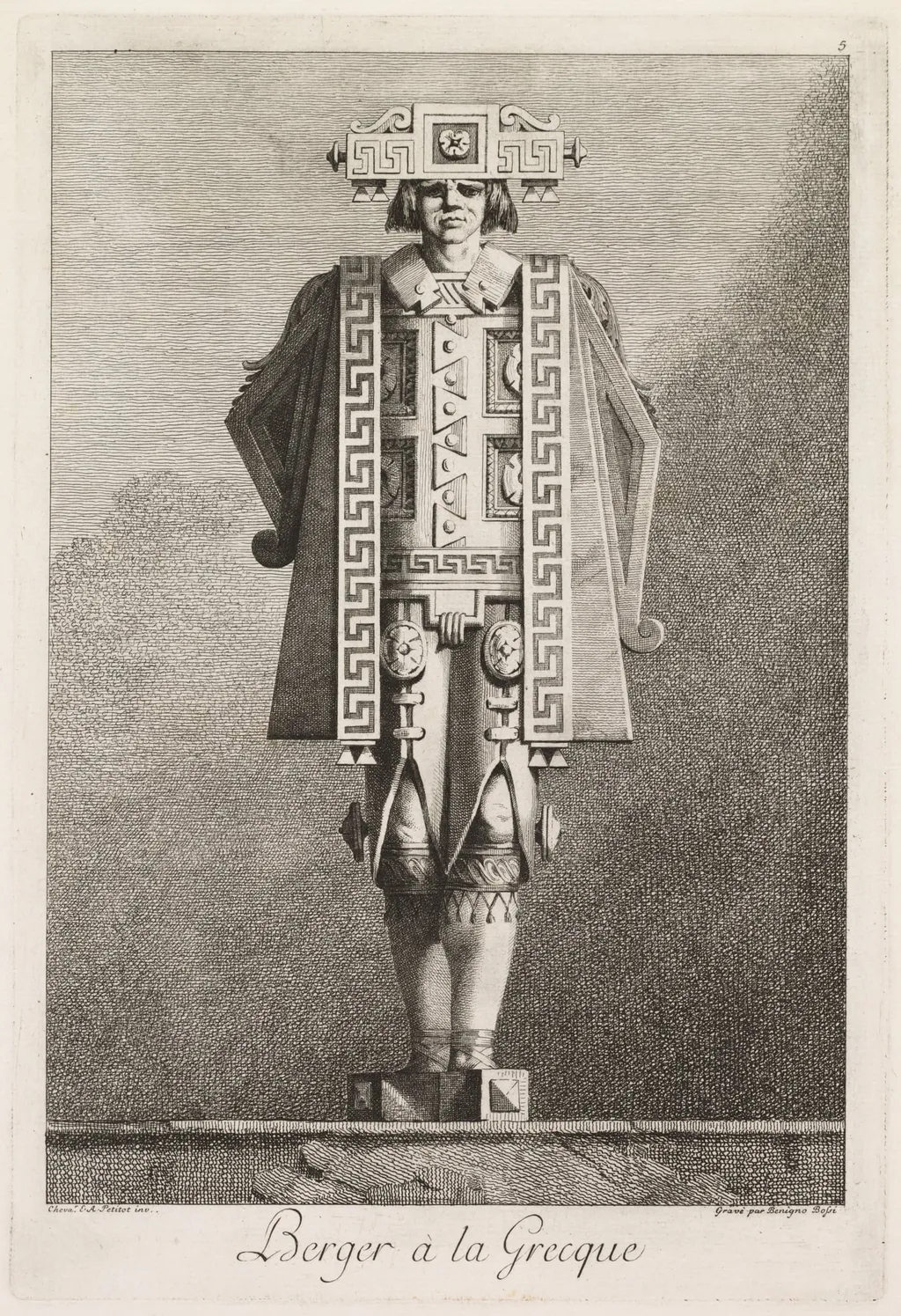 Shepherd in the Greek Style, Plate 5, by Benigno Bossi, 1771