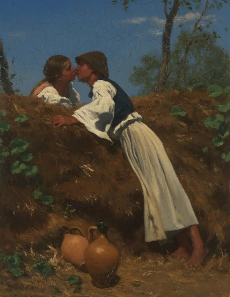 Der Kuss II, by August von Pettenkofen, oil, 1864