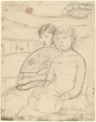The Loge [recto], by Mary Cassatt, graphite, 1882