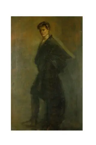 Edward Gordon Craig as Hamlet in <i>Hamlet</i> by William Shakespeare, by William Rothenstein, paint, 1896
