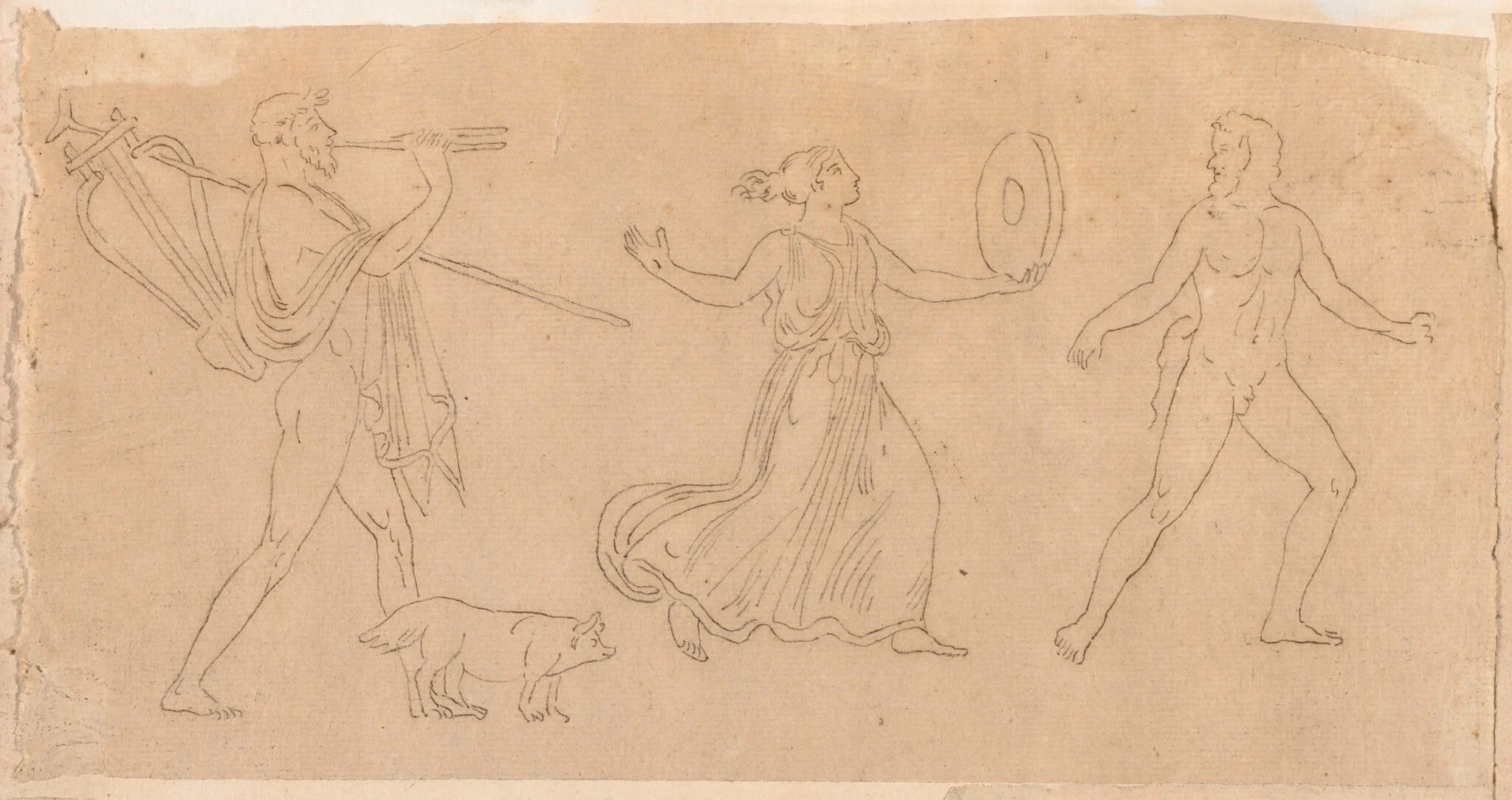 Dancing and Piping Figures, detail