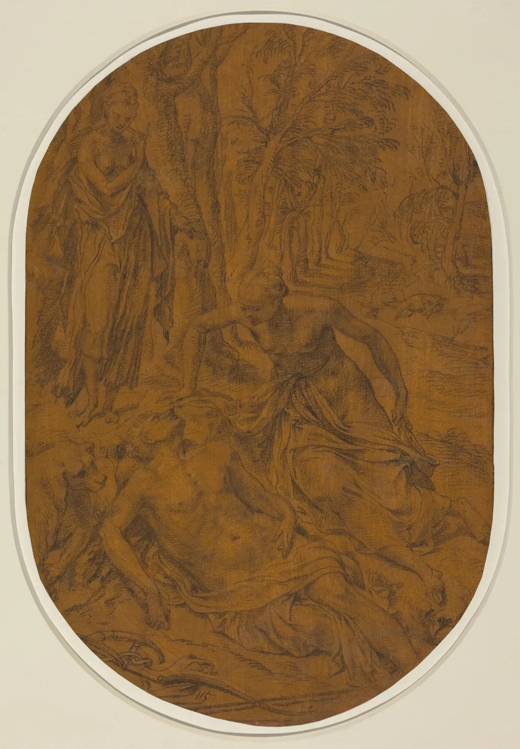Diana and Endymion, by Frans Floris I, chalk, 1560