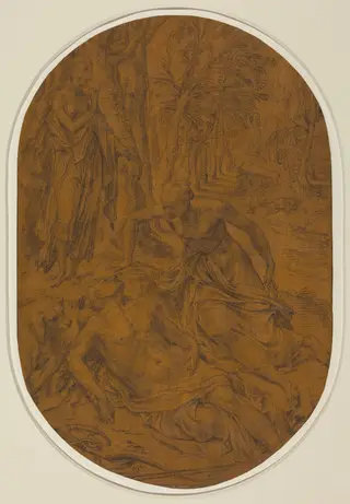 Diana and Endymion, by Frans Floris I, chalk, 1560