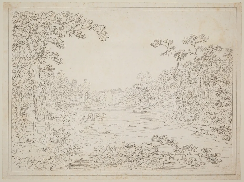 Pennsylvania Landscape, by Thomas Doughty, ink, 1824