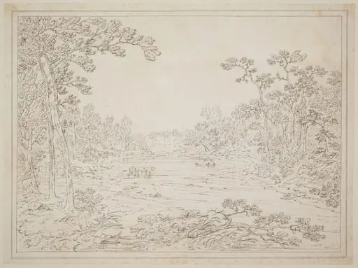 Pennsylvania Landscape, by Thomas Doughty, ink, 1824