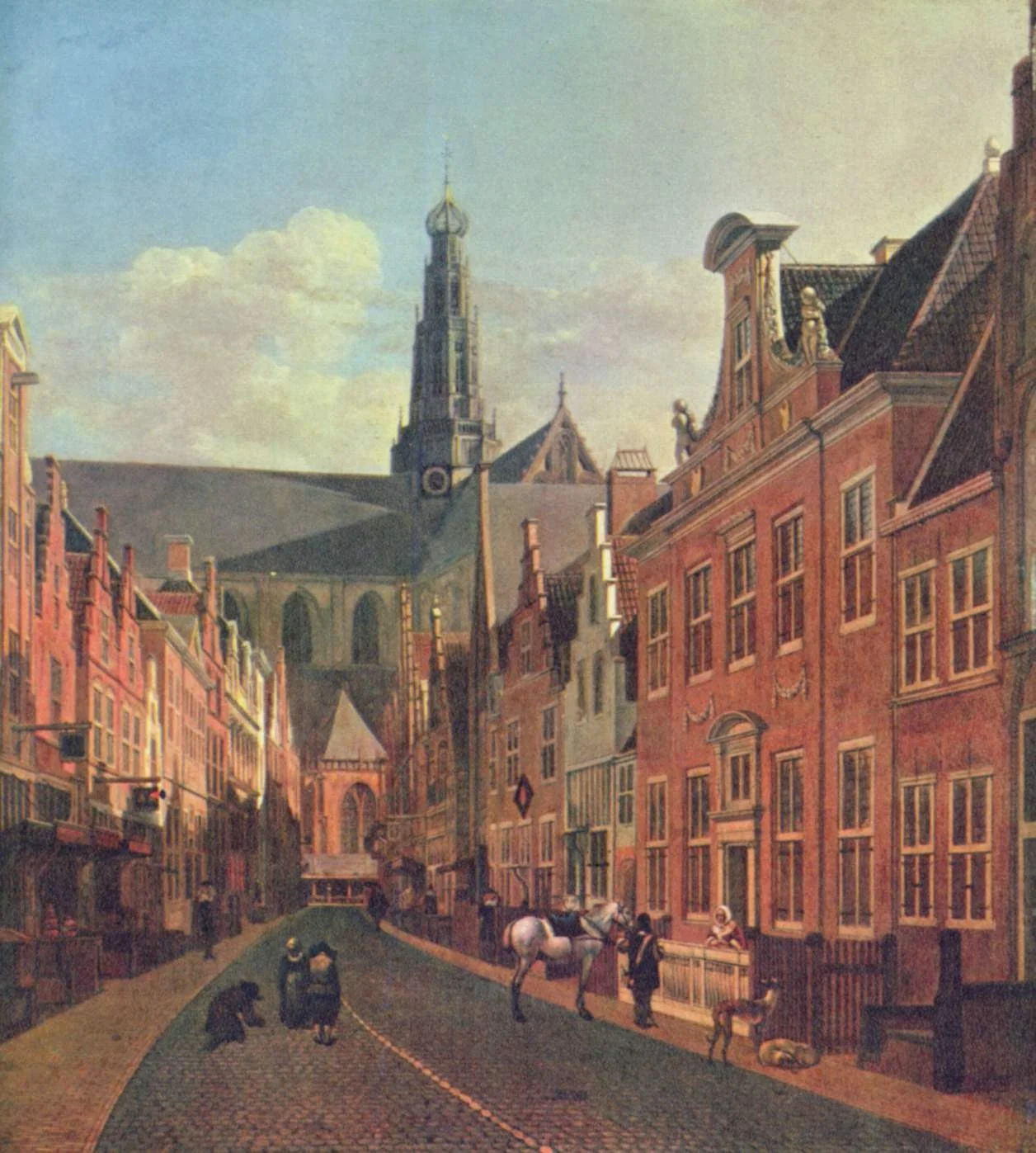 The Jansstraat in Haarlem with the St.-Bavochurch in the background, detail