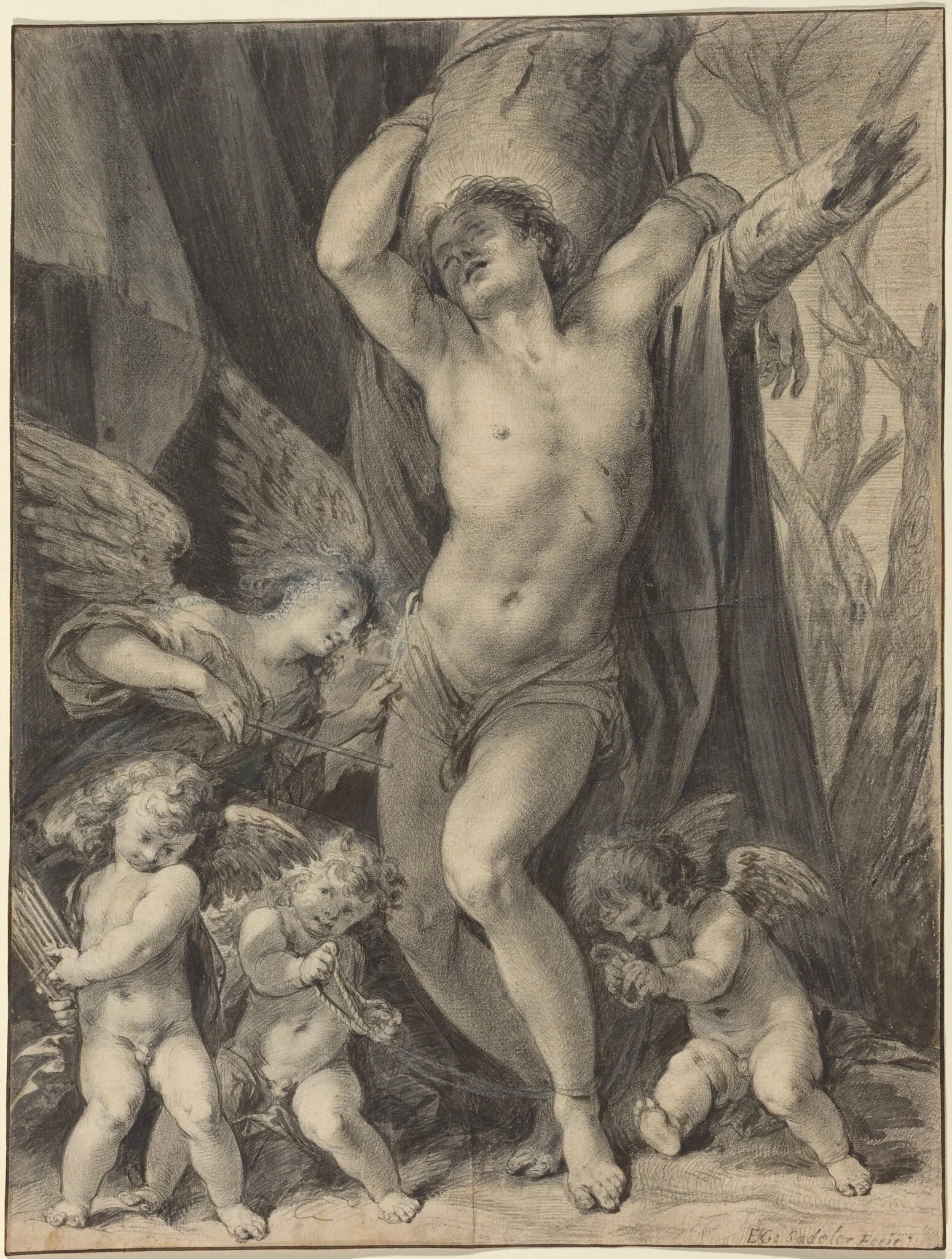 The Martyrdom of Saint Sebastian, detail