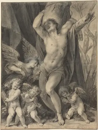 The Martyrdom of Saint Sebastian, by Aegidius Sadeler II, chalk, 1620