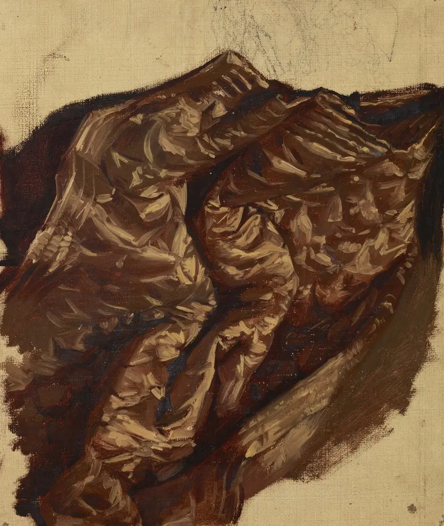 Study of a Brocade Hanging, by Józef Simmler, oil, 1855