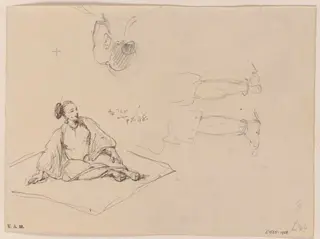 A Chinese woman seated on a mat, by George Chinnery, 12
