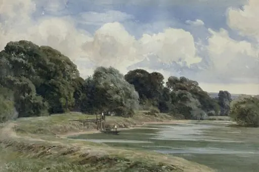 A Peaceful River, by Charles Edward Johnson, watercolor, 1895