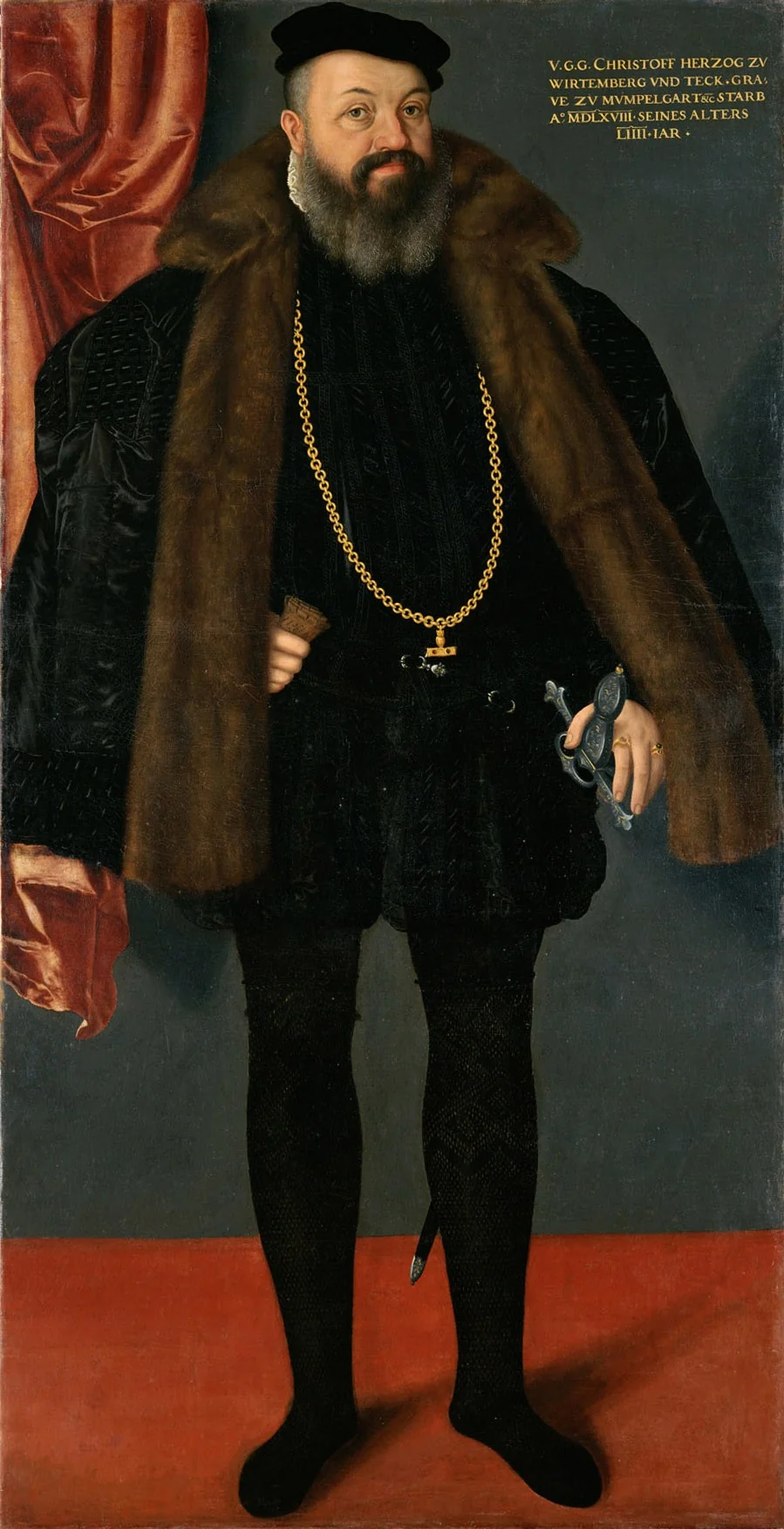 Portrait of Duke Christoph von Württemberg (1515-1568) in Spanish costume, detail