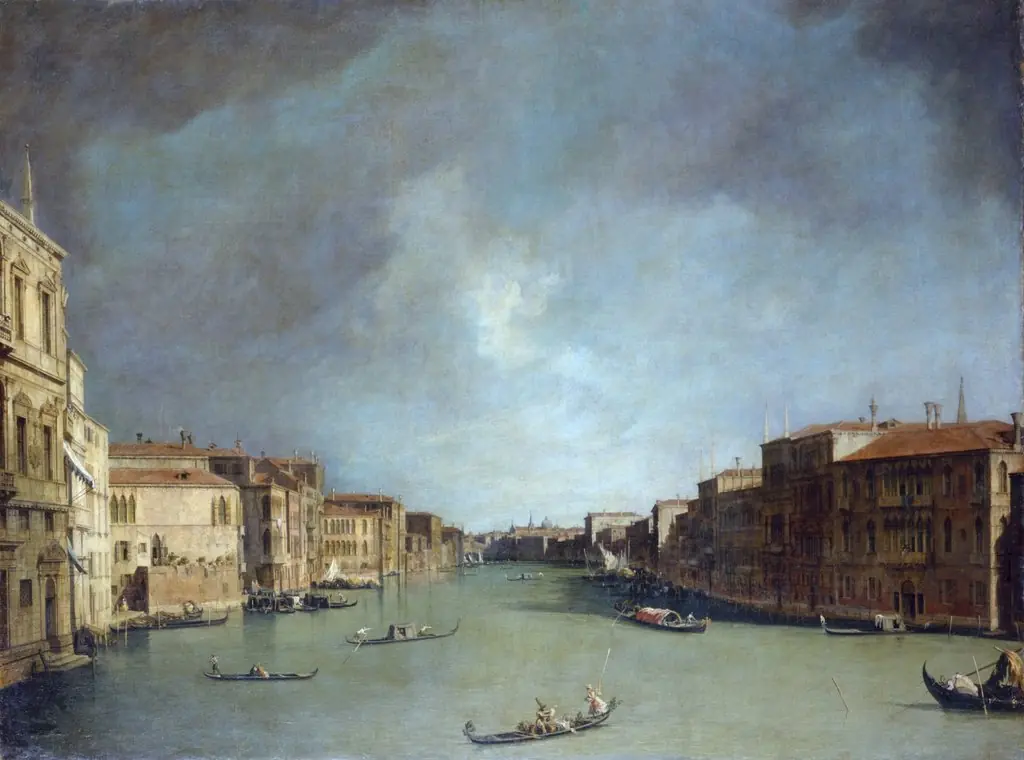 Grand Canal: Looking from Palazzo Balbi, by Canaletto, oil, 1726