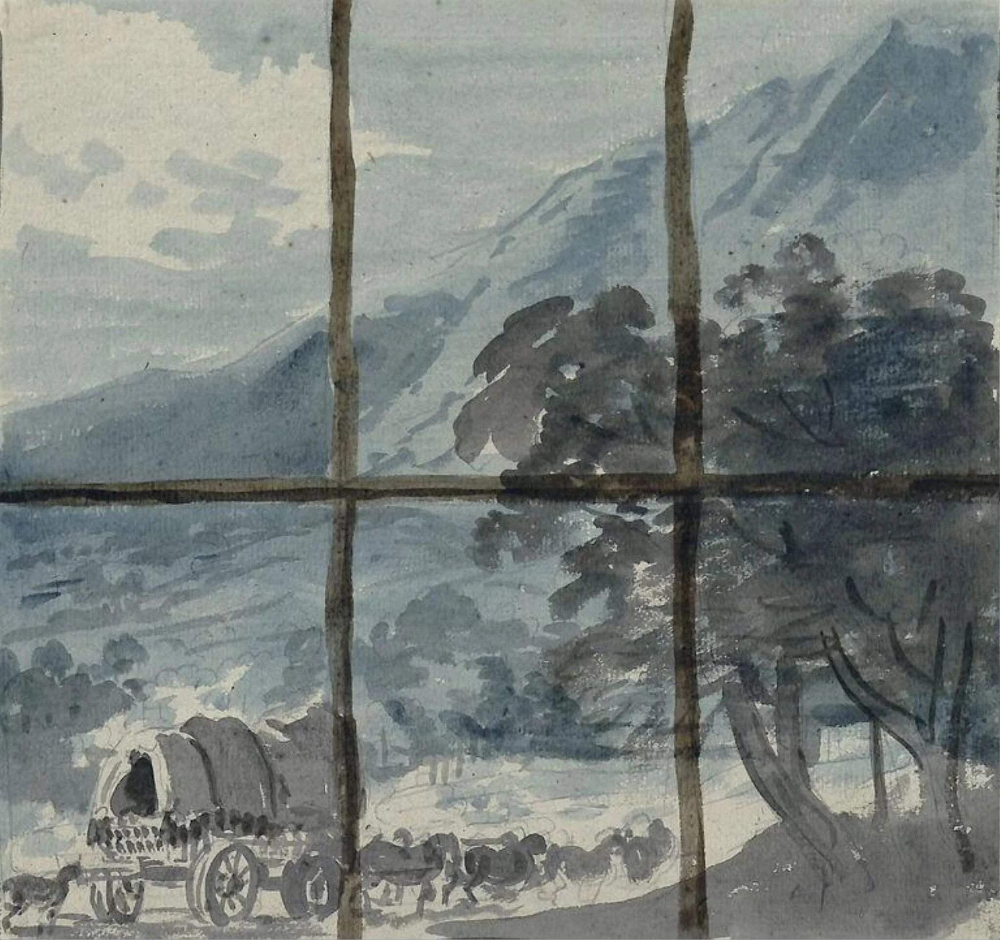 Landscape seen through windows, detail