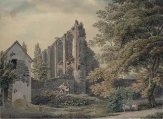 Ruins of St. Botolph's Church, Colchester, by Michael 'Angelo' Rooker, watercolor, 1760