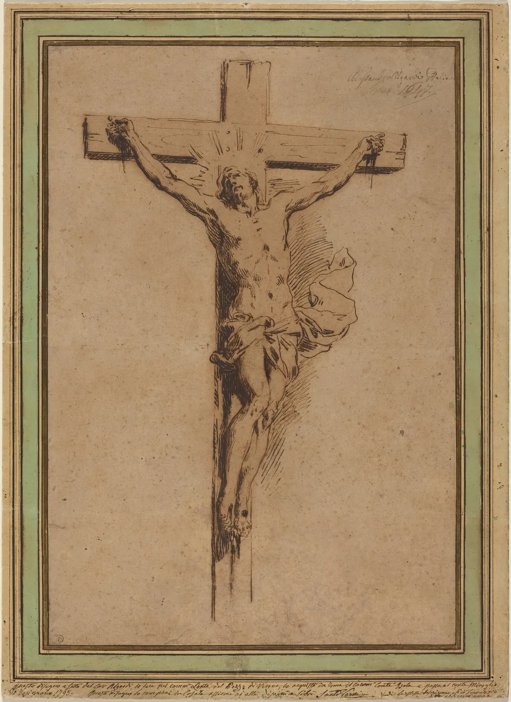 Christ on the Cross, by Alessandro Algardi, ink, 1647