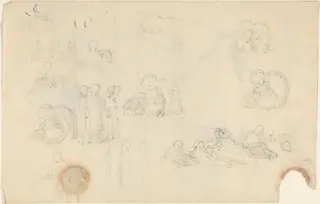 Sheet of Studies [recto and verso], by John Flaxman, graphite, 1790