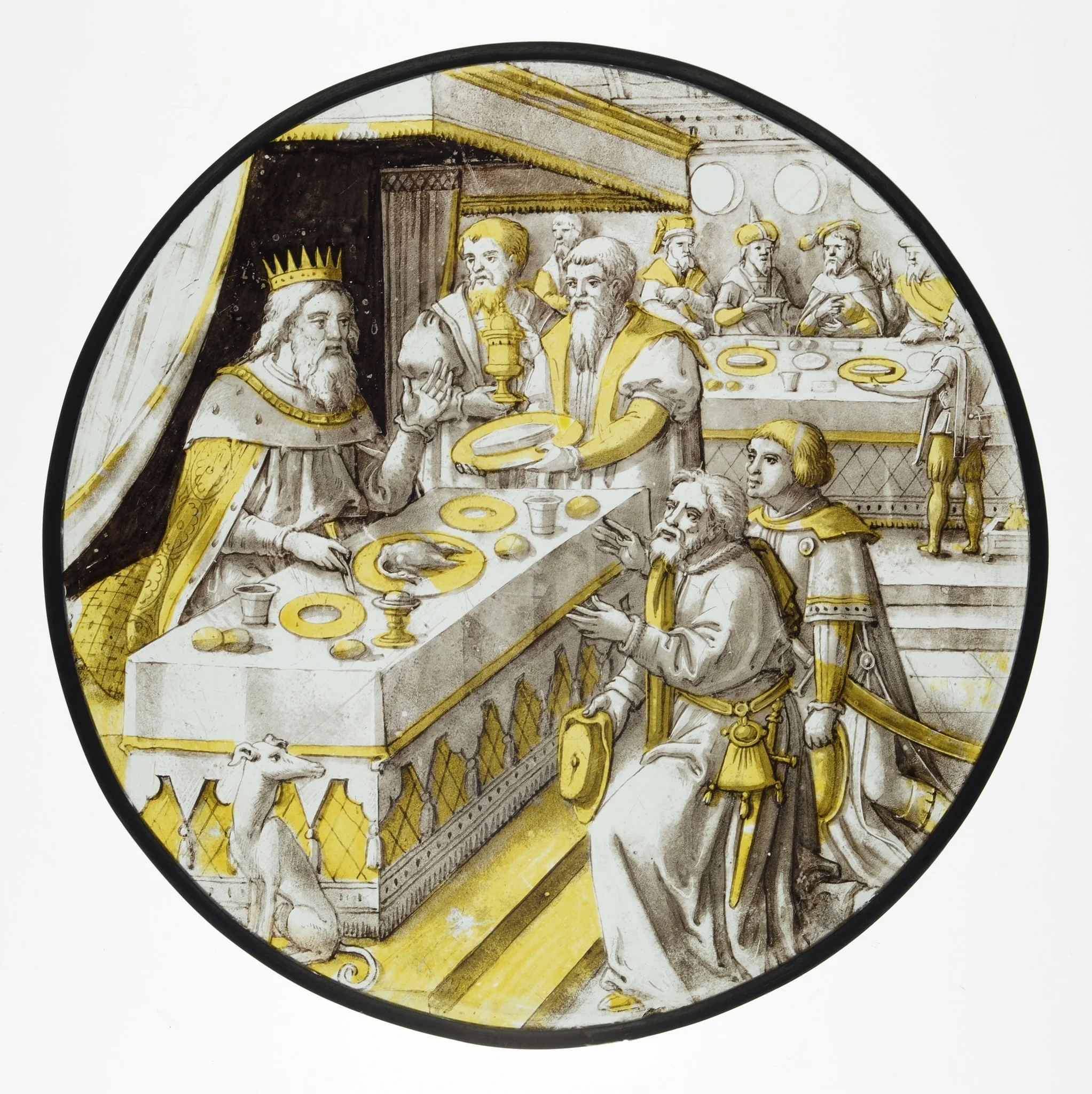 Roundel with Joseph Presenting his father, Jacob, to the Pharoah (from a Series of the History of Joshua), detail