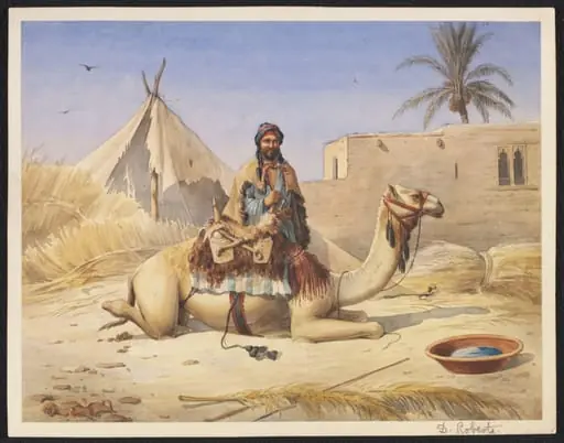 A Bedouin beside his Camel, probably in Egypt, by Achille-Constant-Théodore-Emile Prisse d'Avennes