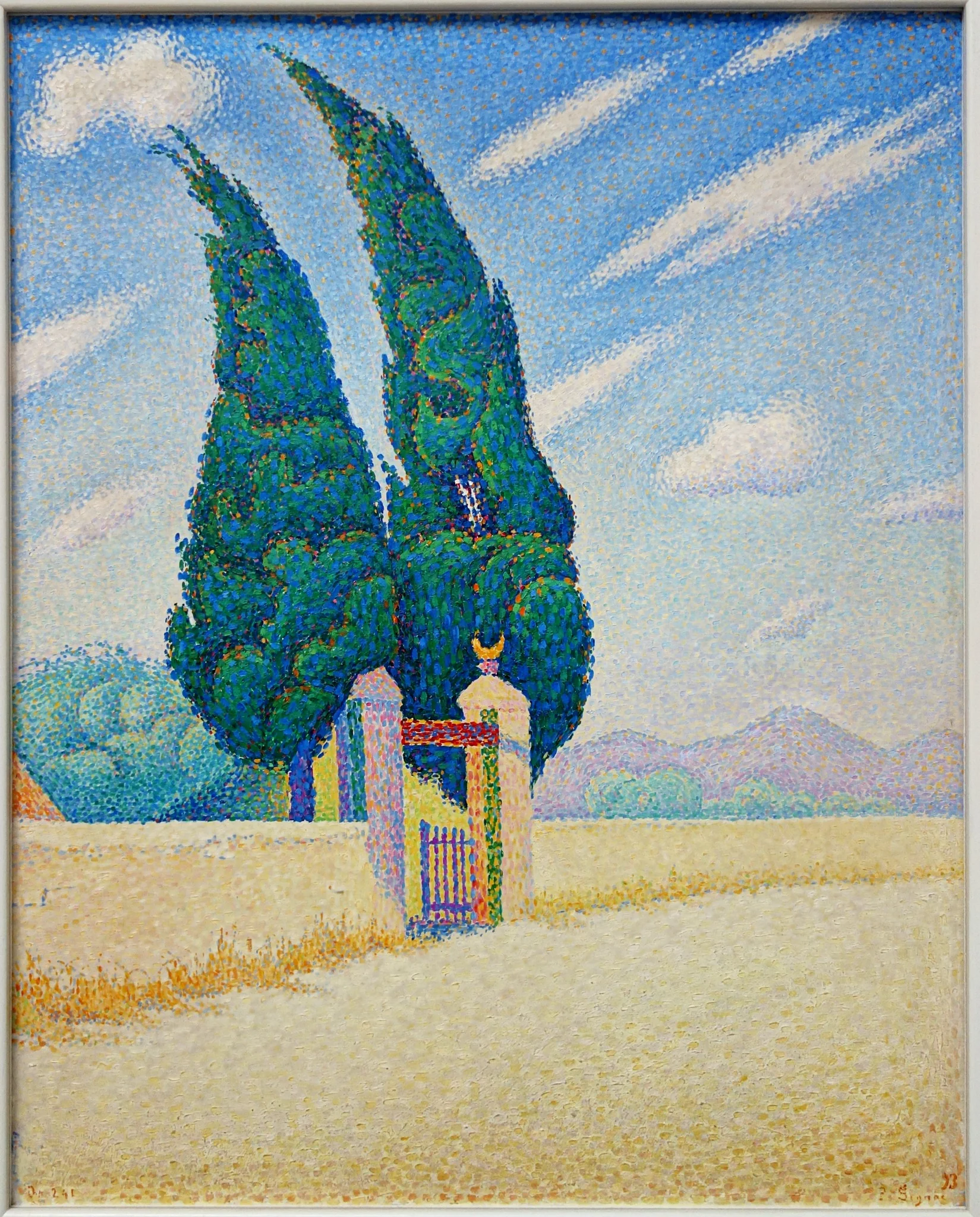 Two Cypresses, detail