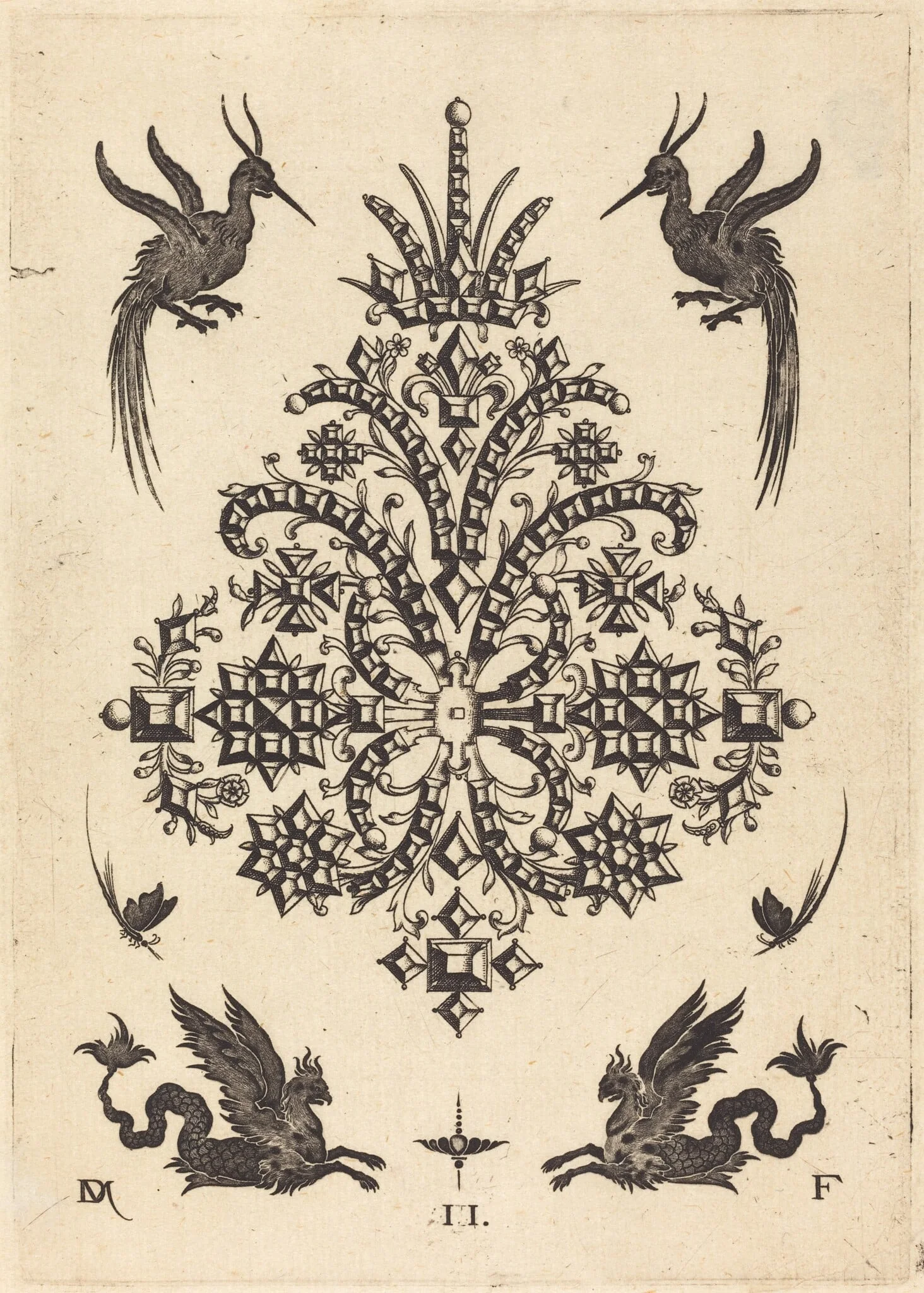 Brooch with Tablestones and Winged Griffins Above and at Bottom, detail