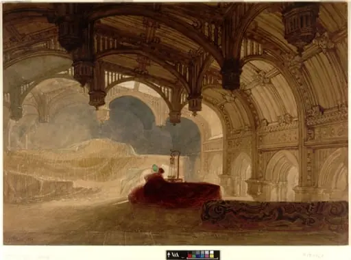Interior of Crosby Hall, Bishopsgate, by John Sell Cotman, watercolor, 1831