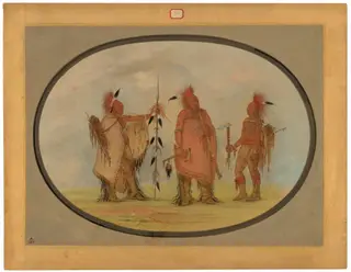 Osage Chief with Two Warriors, by George Catlin, oil, 1865