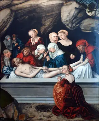 Cycle of Passion: The Entombment, by Lucas Cranach the Elder, paint, 1538