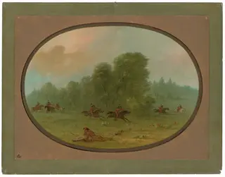 Battle between the Jiccarilla Apachees and Camanchees, by George Catlin, oil, 1865