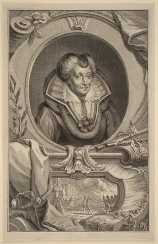 Louise de Coligny, by Jacobus Houbraken, ink, 1739
