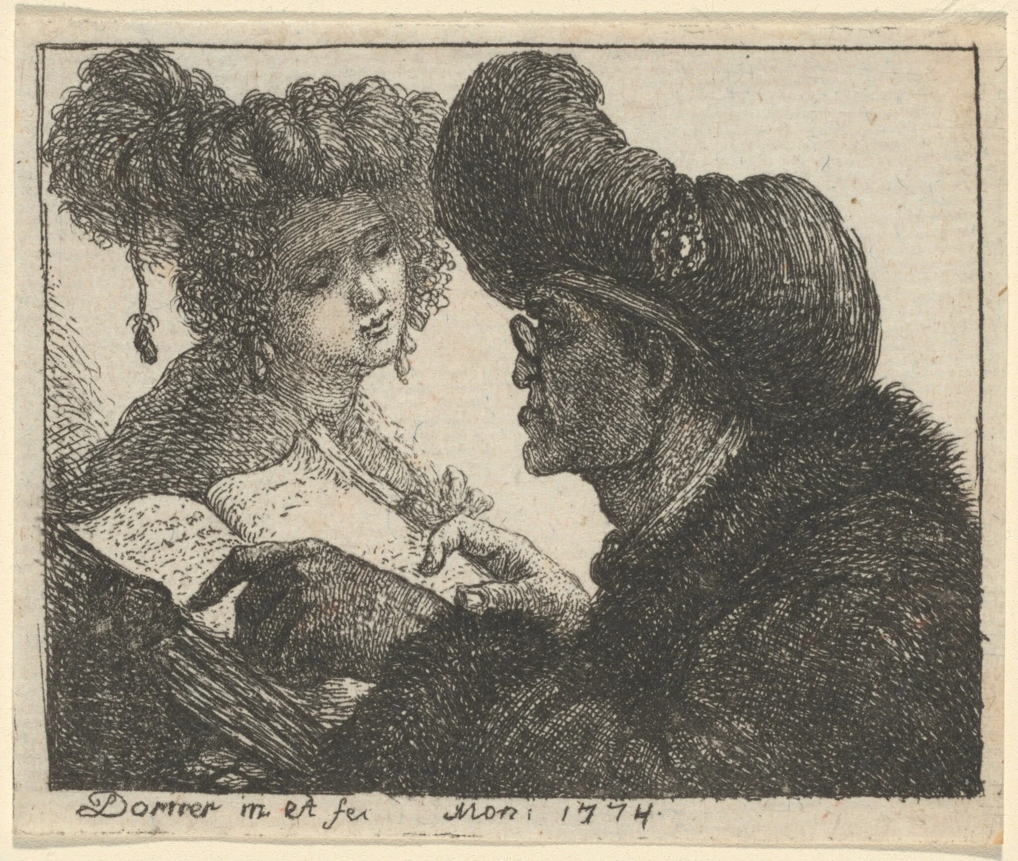 A Man in a Turban Reading to a Young Woman, detail