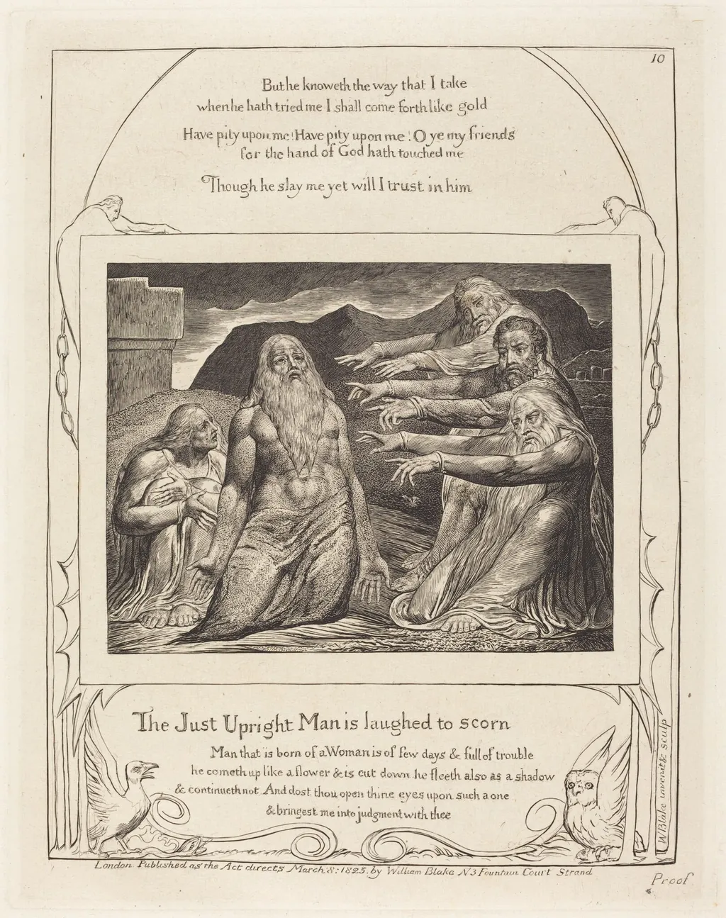 Job Rebuked by His Friends, by William Blake, ink, 1825