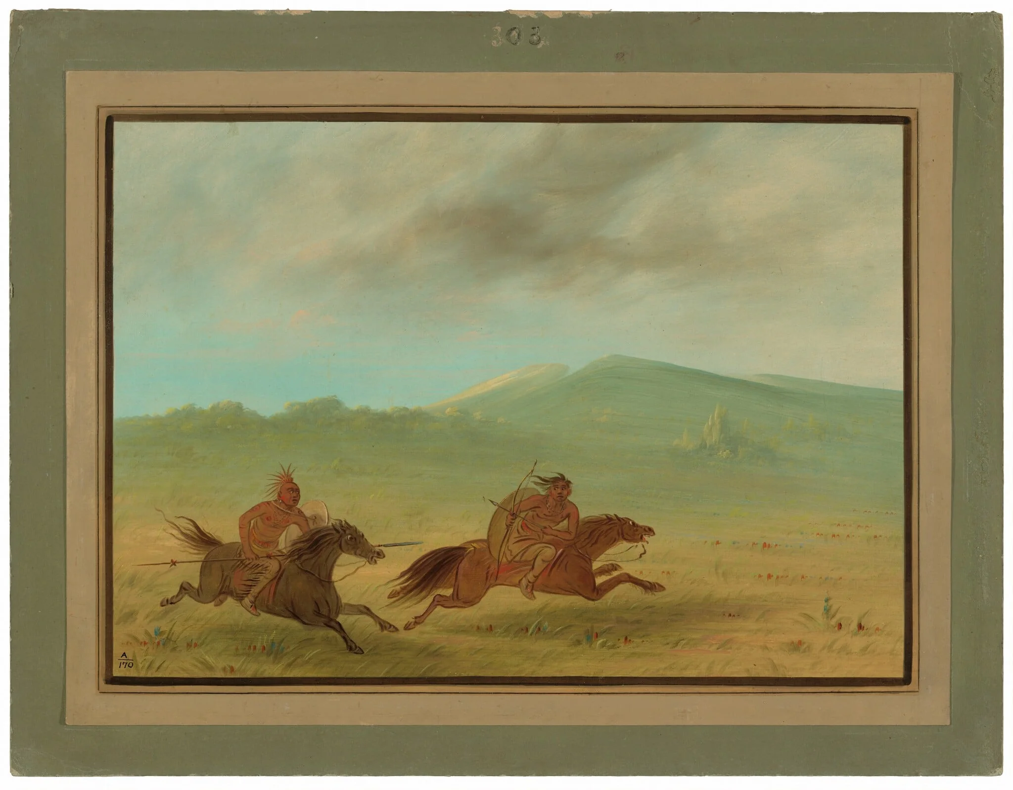 An Osage Indian Pursuing a Camanchee, detail