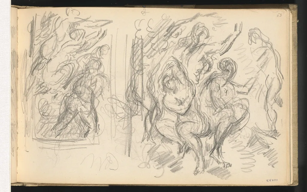 Two Studies for "The Judgement of Paris" or "The Amorous Shepherd", by Paul Cézanne, graphite, 1884