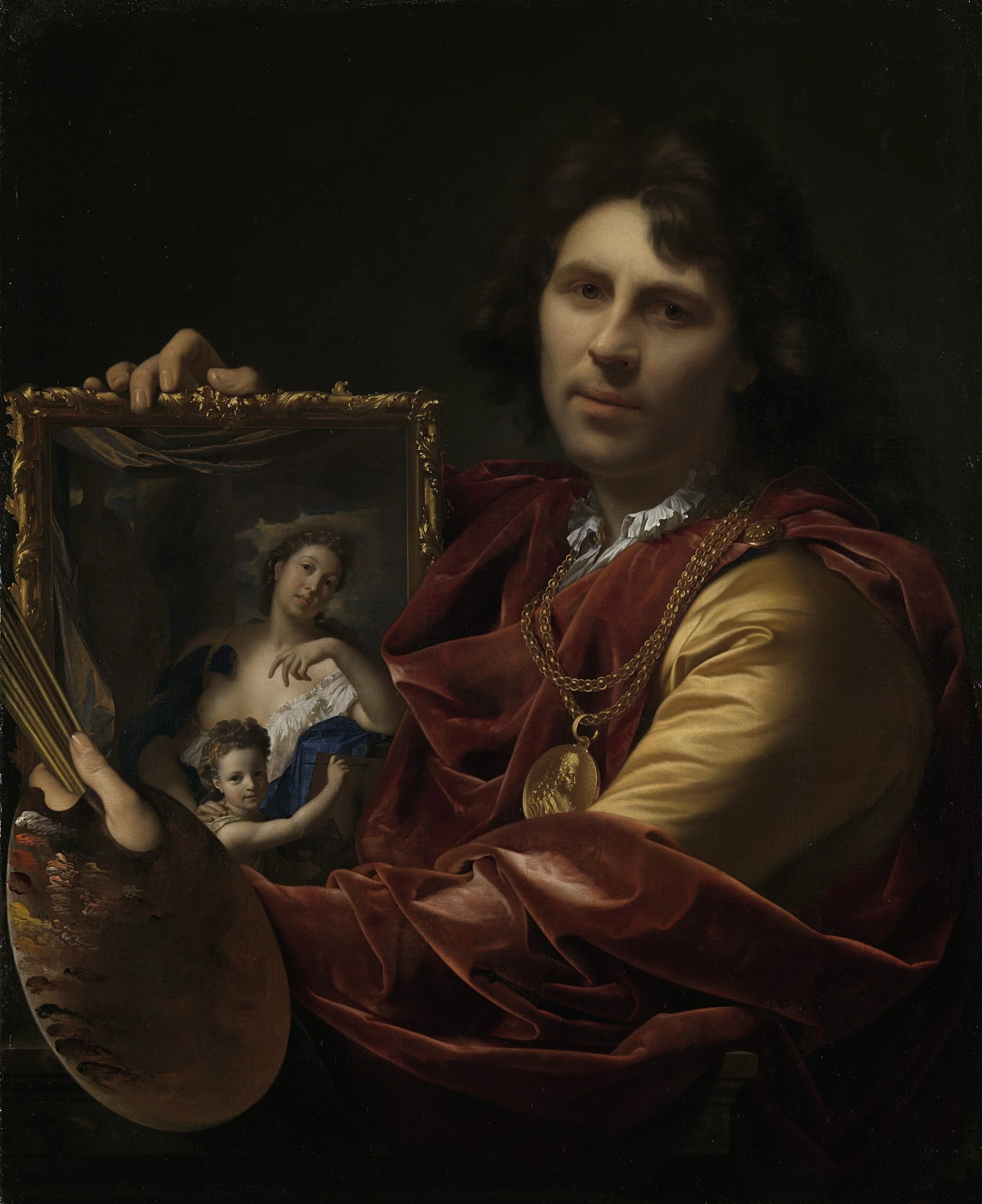 Self-portrait with the Portrait of his Wife, Margaretha van Rees, and their Daughter Maria, detail