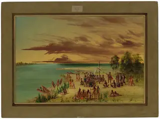 La Salle Claiming Louisiana for France.  April 9, 1682, by George Catlin, oil, 1848