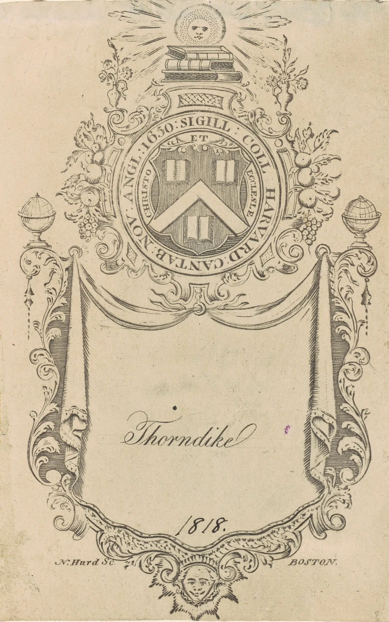 Harvard College Bookplate with the Christo et Ecclesiæ Seal, detail