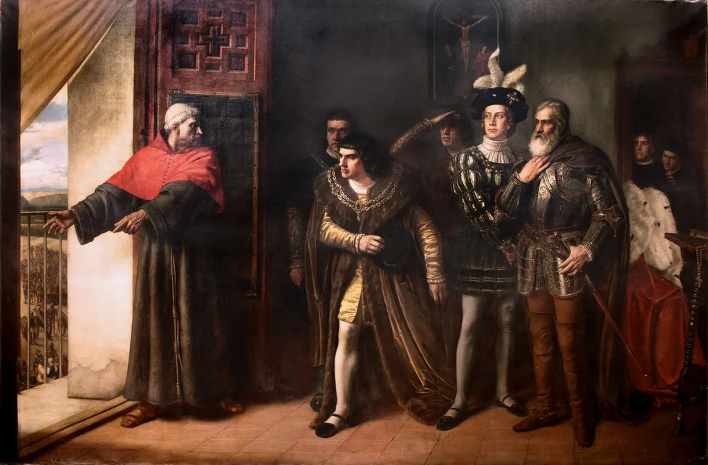 Cisneros y los Grandes, by Víctor Manzano y Mejorada, oil, 1864