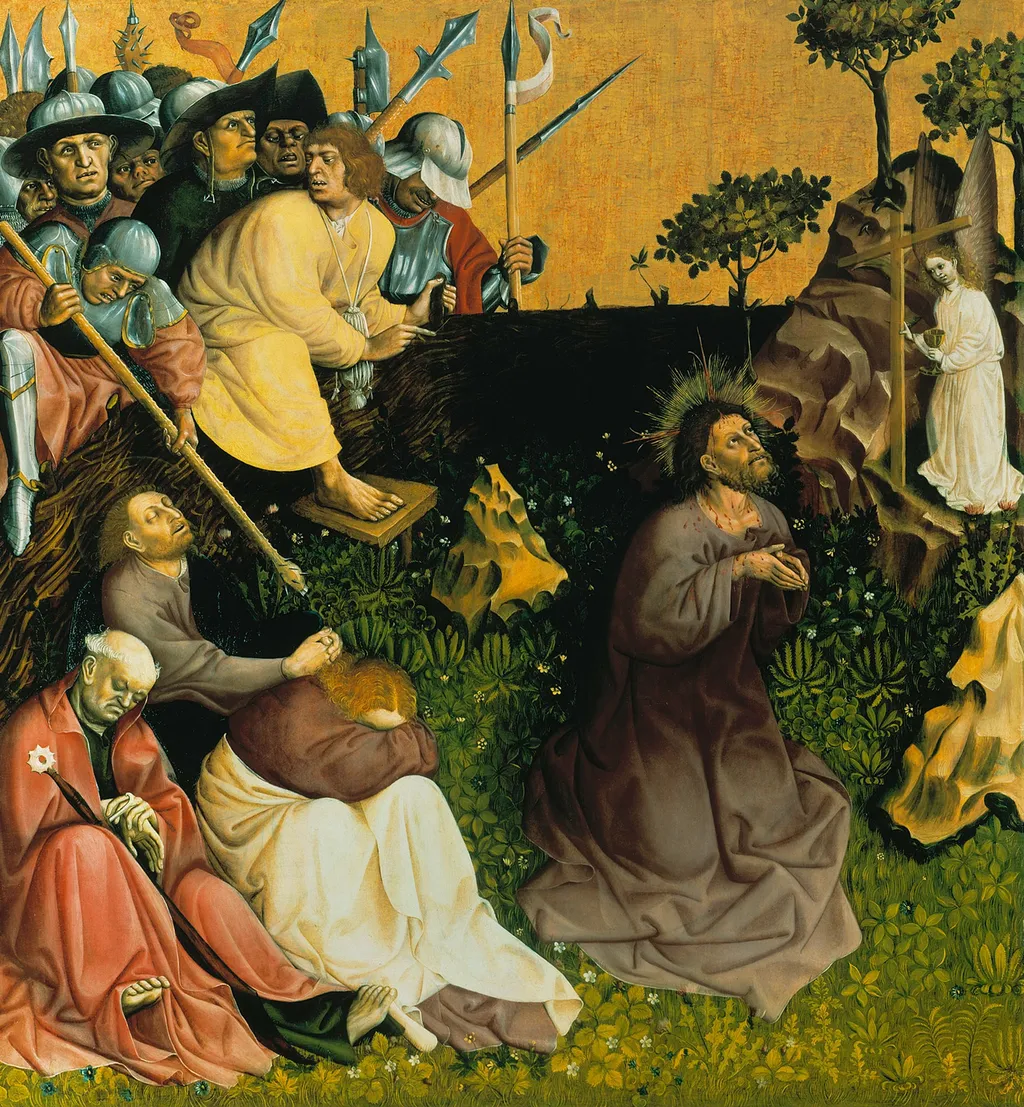 Christ on the Mount of Olives (Wurzach altarpiece), by Hans Multscher, oil, 1437