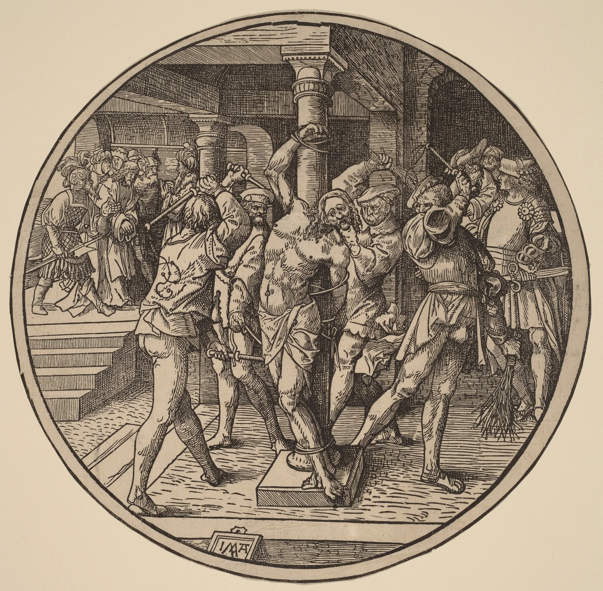 The Flagellation of Christ and Christ Before Pilate, detail